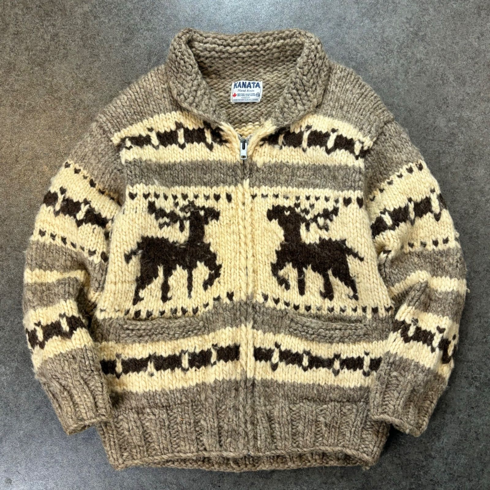 CANADA カナダ製　Cowichan Sweater カウチン TALON 美品 XL相当 カウチン セーター ニット トナカイ カナダ製 カナ