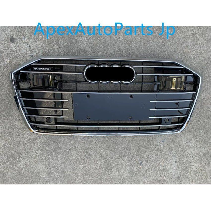 アウディA6L ハイスペックグリル 2019- モデル C8 ACC対応 フロントバンパーグリル フルブラックフロント エンブレム付き