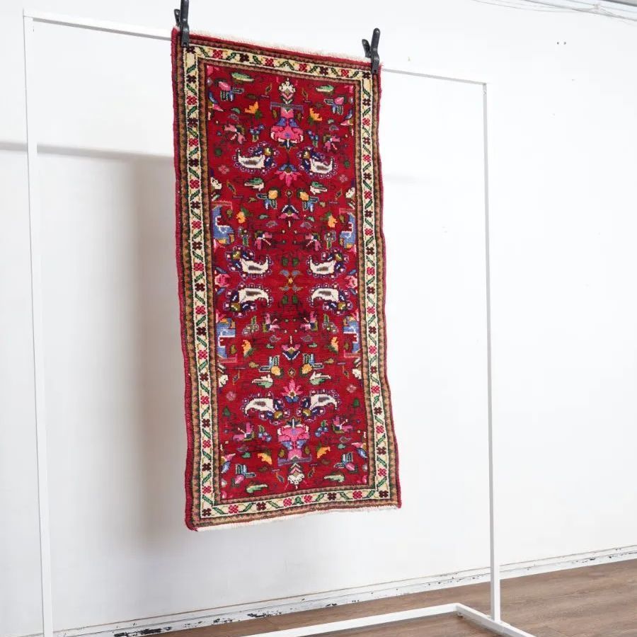 ヴィンテージラグ ペルシャ絨毯 ハマダン産 111cm×55cm 手織り絨毯 ハンドメイド