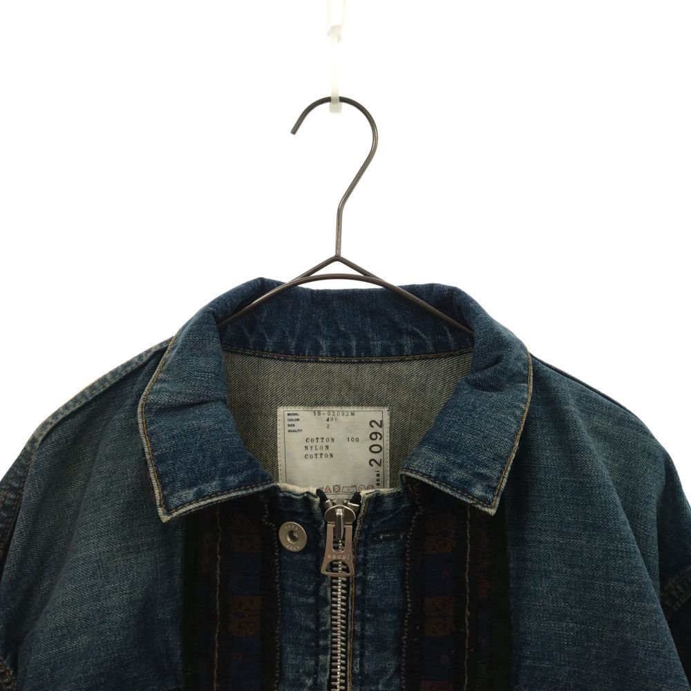 Sacai (サカイ) デニムジャケット 切り替え 刺繍 インディゴ