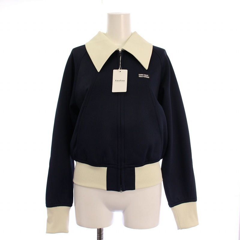 フーフー foufou 24SS track candy jacket トラックキャンディージャケット ブルゾン アウター ストレッチ ジップアップ 0 紺 ネイビー アイボリー FF241BL02 |BB