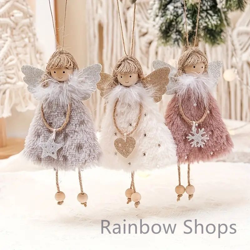 ふゆ 新品】ファブリックエンジェルオーナメント3個クリスマス