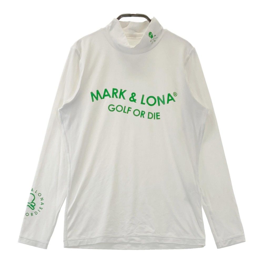 サイズ：40 MARK&LONA マークアンドロナ 2023年モデル ハイネック 長袖Tシャツ ロゴプリント  ホワイト系 [240101453613] ゴルフウェア レディース ストスト サイズ：40 MARK&LONA マークアンドロナ 2023年モデル