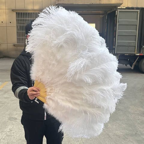 13 ボーンビッグホワイトダチョウの羽ファン折りたたみ式 2 パック 100 130 センチメートル結婚式カーニバルパーティーハロウィンダンス 0 DECORATOM_COM_BR