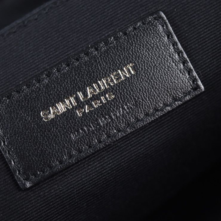 SAINT LAURENT サンローラン クラッチバッグ 581369 9j58d 9273 キャンバス レザー ベージュ ブラック POCHETTE  RIVE GAUCHE ドキュメントケース ロゴ ZIP 【本物保証】