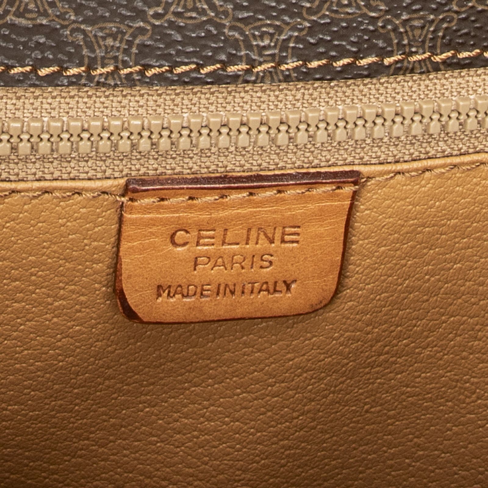 CELINE セリーヌヴィンテージ フラップ クロスボディ茶色マカダムPVCキャンバスAB DECORATOM_COM_BR