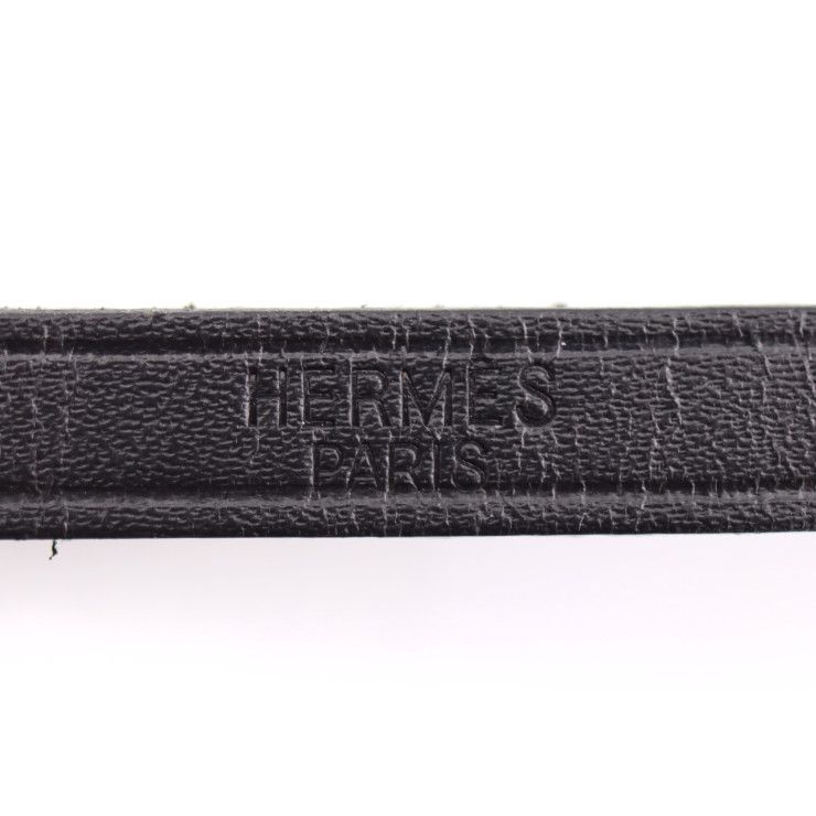 HERMES エルメス アピ1 ブレスレット レザー ブラック シルバー金具