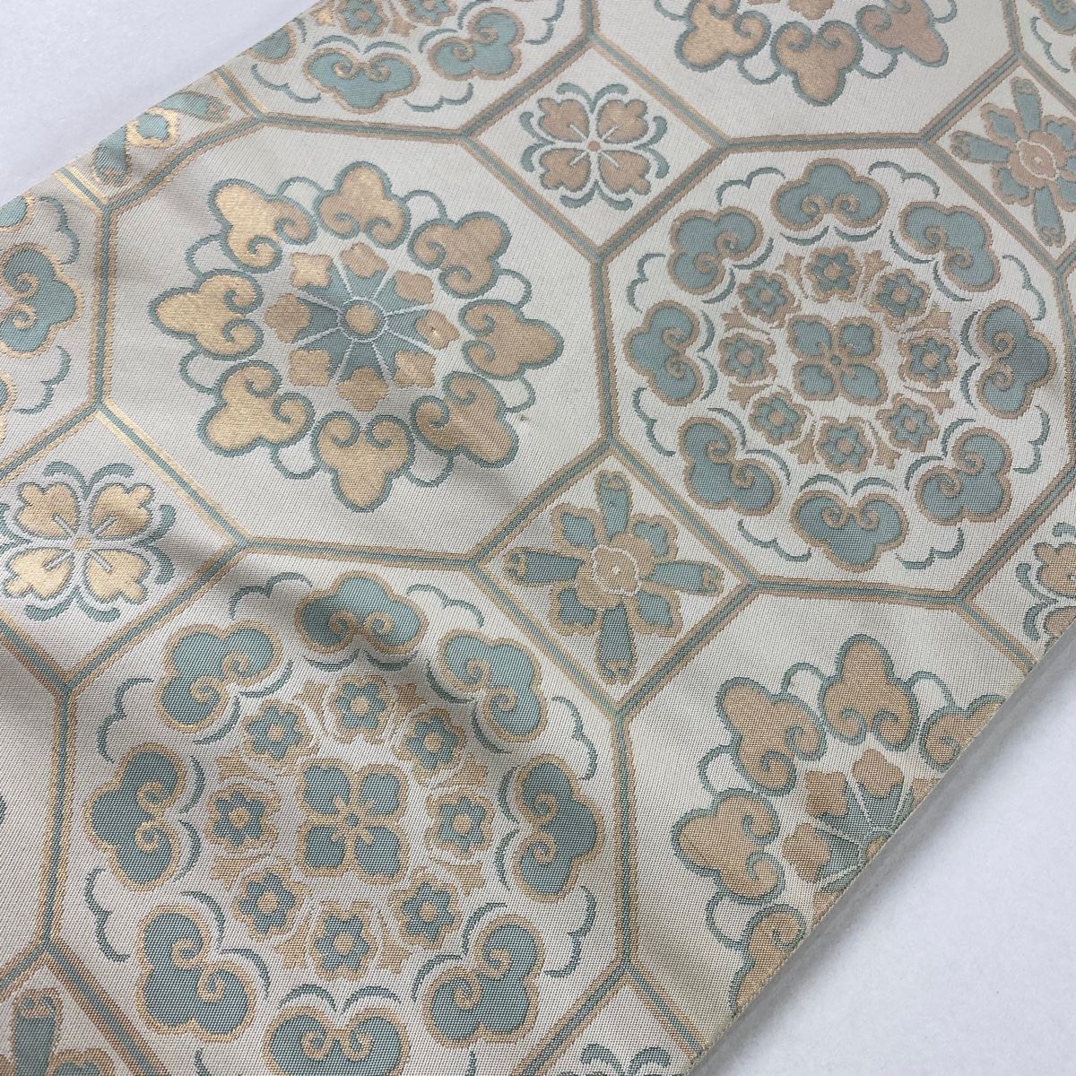 袋帯 美品 秀品 花鳥 月 金糸 赤紫 六通 正絹 【中古】 袋帯 美