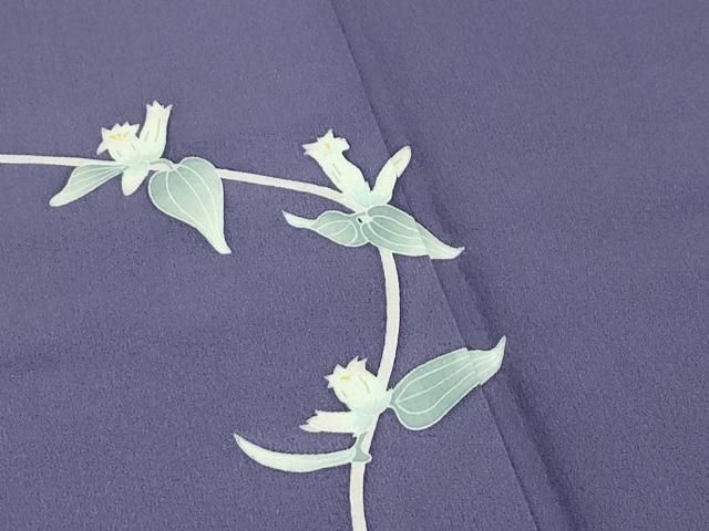 平和屋本店●極上　本加賀友禅作家　由水煌人　訪問着　草花文　油色地　さが美扱い　逸品　未使用　CZAA4777s6 平和屋本店□極上 本加賀友禅作家 由水煌人 訪問着 草花文 藤煤竹色地