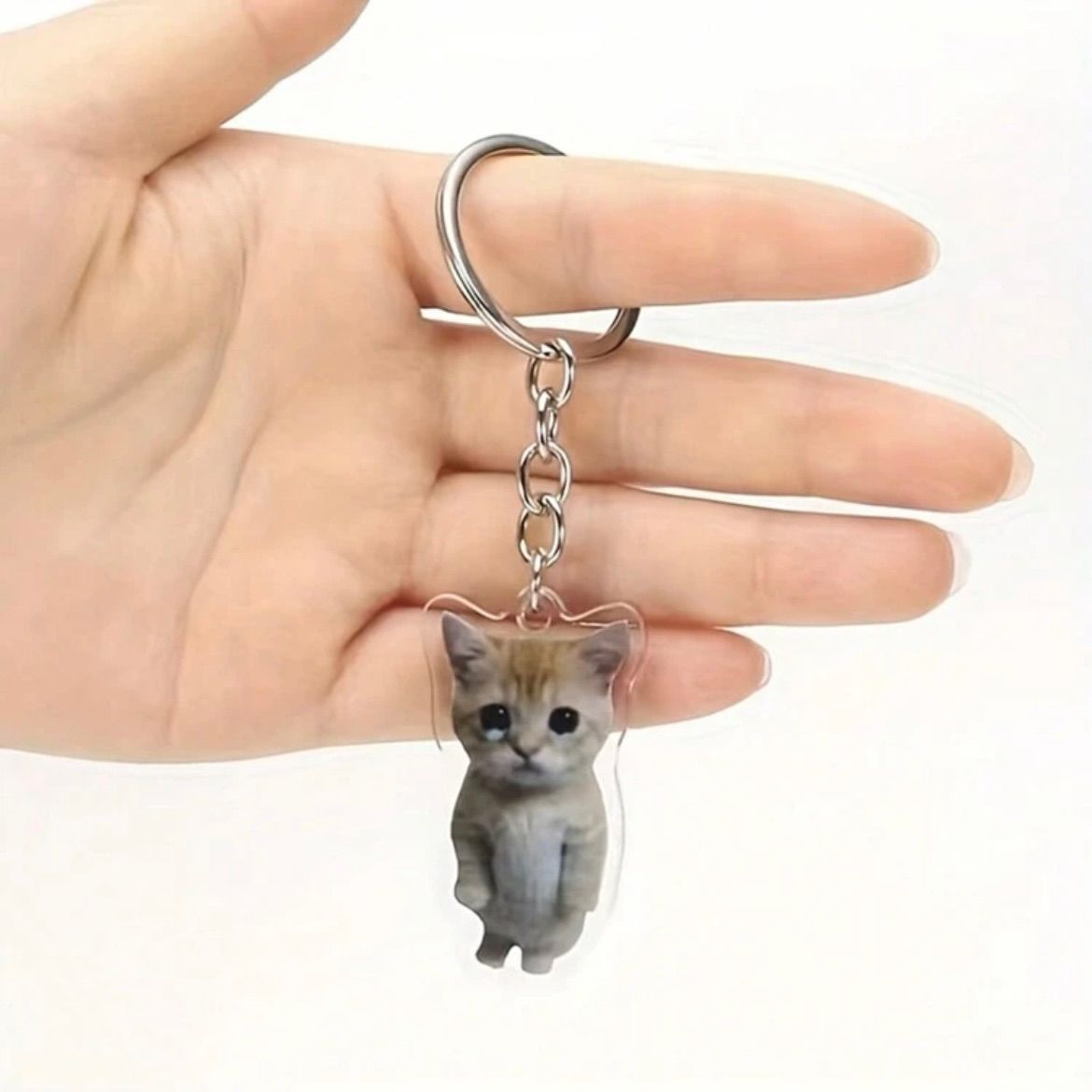 猫のキーホルダー 1点 ねこ 猫チャーム 猫ミーム ねこ シルバー