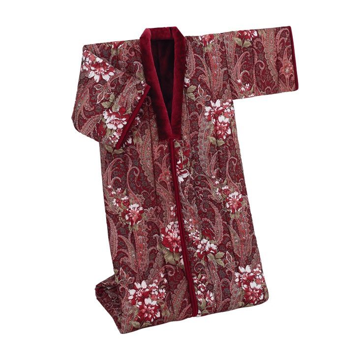 遠赤綿入り ボア 暖か かいまき布団 2色組 足ポケット付き 3層構造 かい巻き かいまき 布団 掛け布団 夜着 袖付き 着物状 伝統寝具 防寒着 ロングどてら 冬 花柄