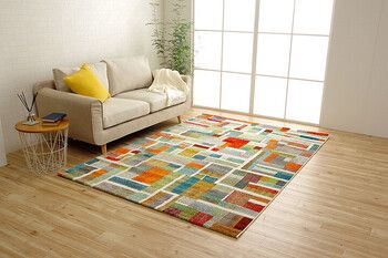 カーペット トルコ製 ウィルトン織り 約200×250cm カーペット カラフル 幾何柄 抗菌防臭 エデン RUG