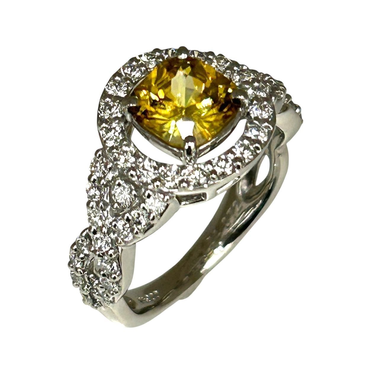 新品仕上済み Pt900 天然 スフェーン ダイヤモンド リング SF:1.24ct D 