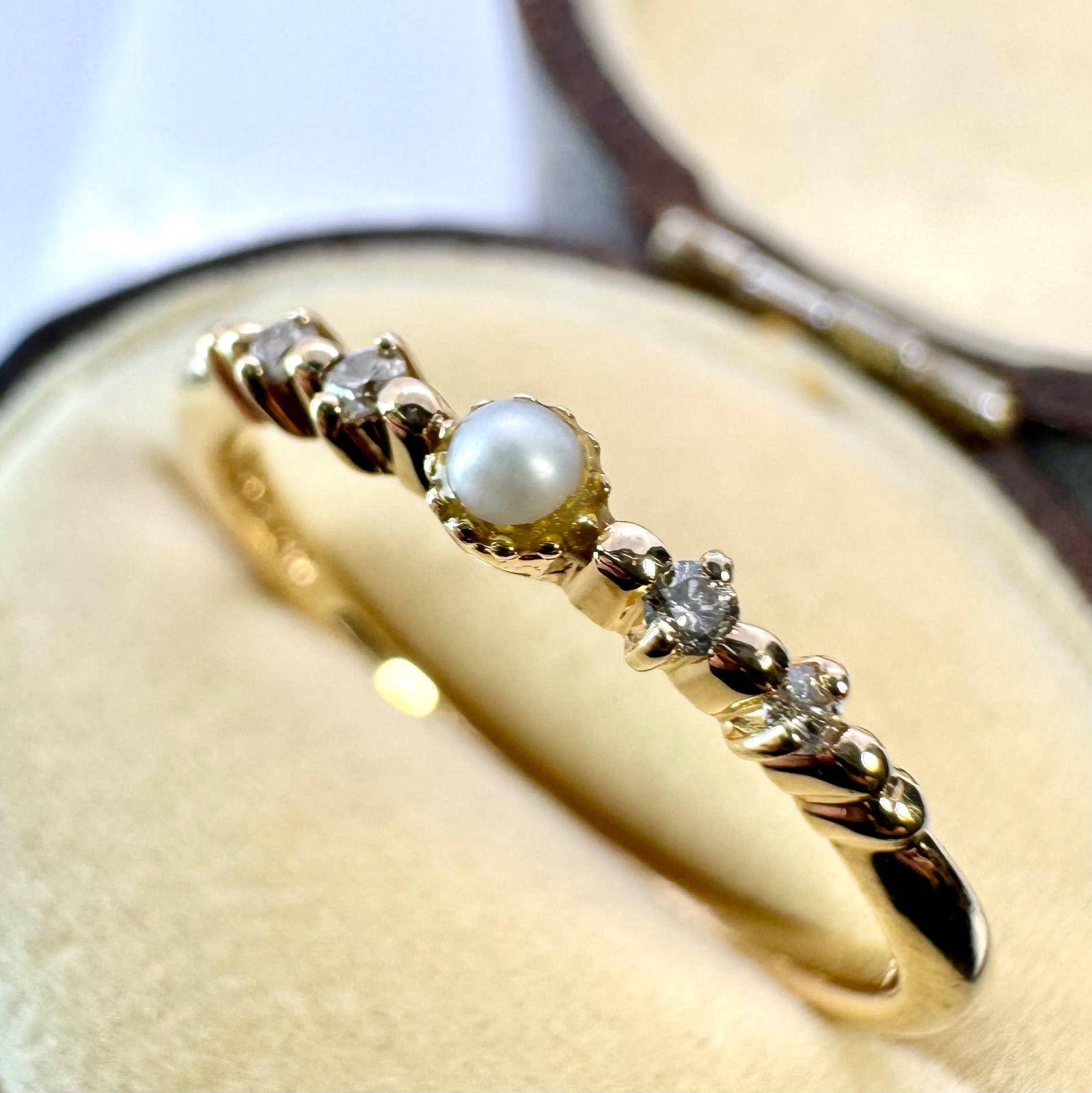 agete パール リング 9号 K10YG 真珠 アクセサリー 指輪 アガット