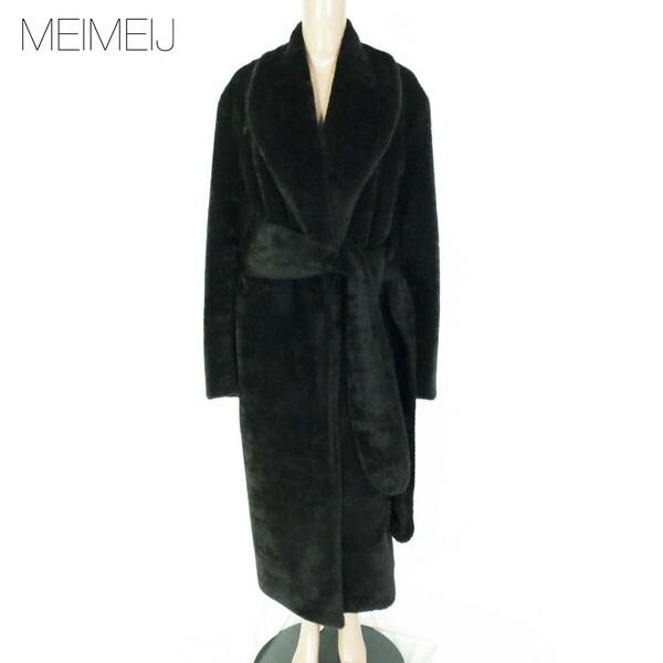 75%OFF メイメイジェイ MEIMEI J コート 40 ECO148 Mサイズ ブラック レディース ロングコート ファー シャギーロングコート アウター イタリア製