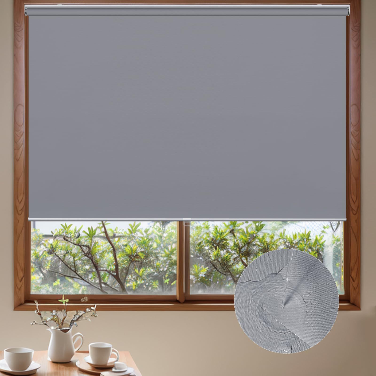 Color:グレー_Size:幅90X丈120cm Adliy ロールスクリーン ロールカーテン プルコード式 幅90cm 丈120cm グレー 1級遮光 遮熱 断熱 防水防油 防寒 UVカット カーテンレール取り付け 噪音軽減 省エネ対策 