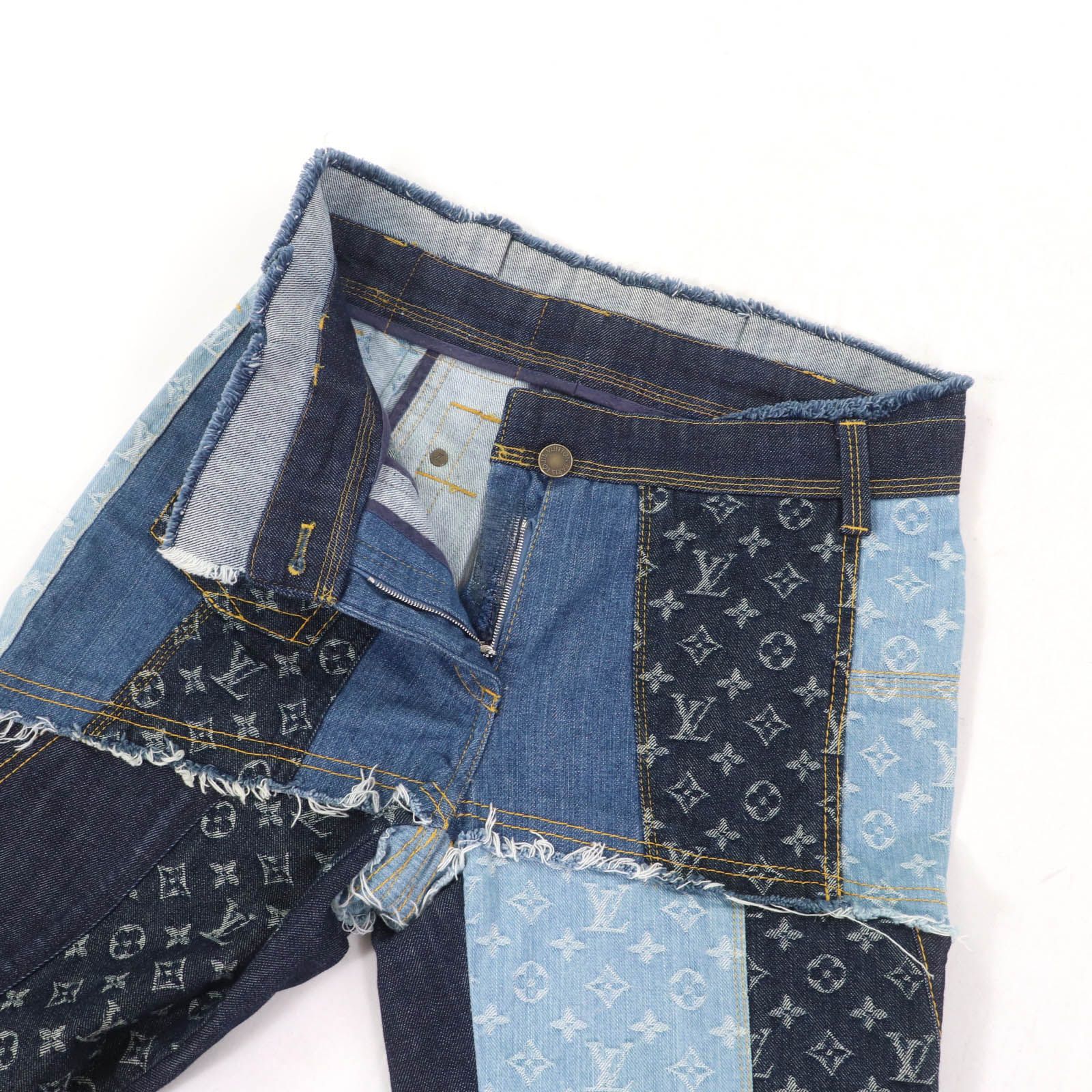 極美品⭐️ LOUIS VUITTON パッチワーク デニムパンツ ジーンズ 38 極美品☆LOUIS VUITTON ルイヴィトン 07SS 希少 ロゴボタン付