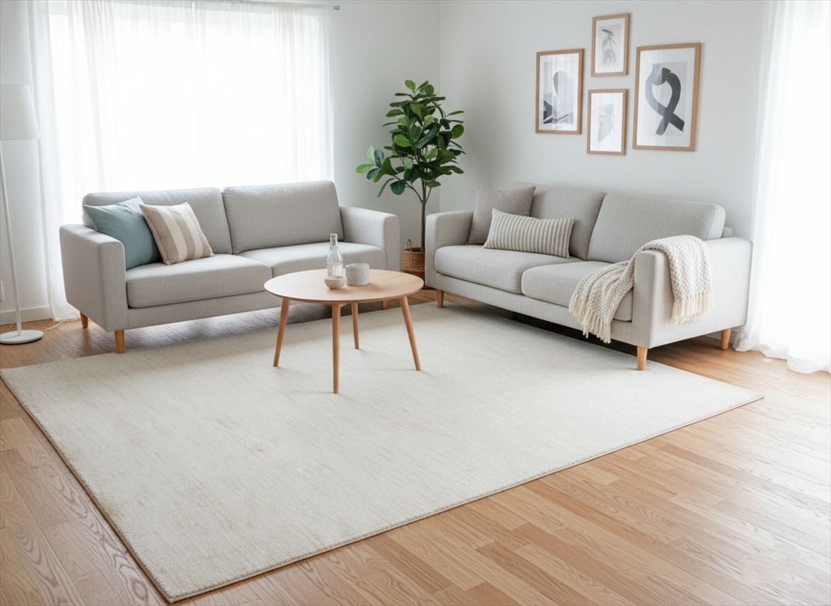 近日入荷 夏は涼しく冬は暖かい天然ラグ 無染めのウール 約250x200cm アイボリー PLAIN