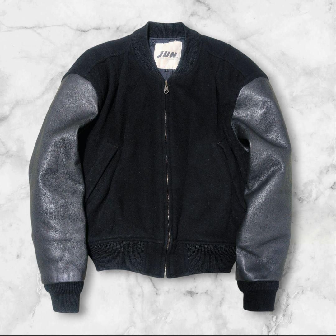 JUN MEN ジュンメン スタジャン 裏地キルティング ウール 牛革 刺繍 M