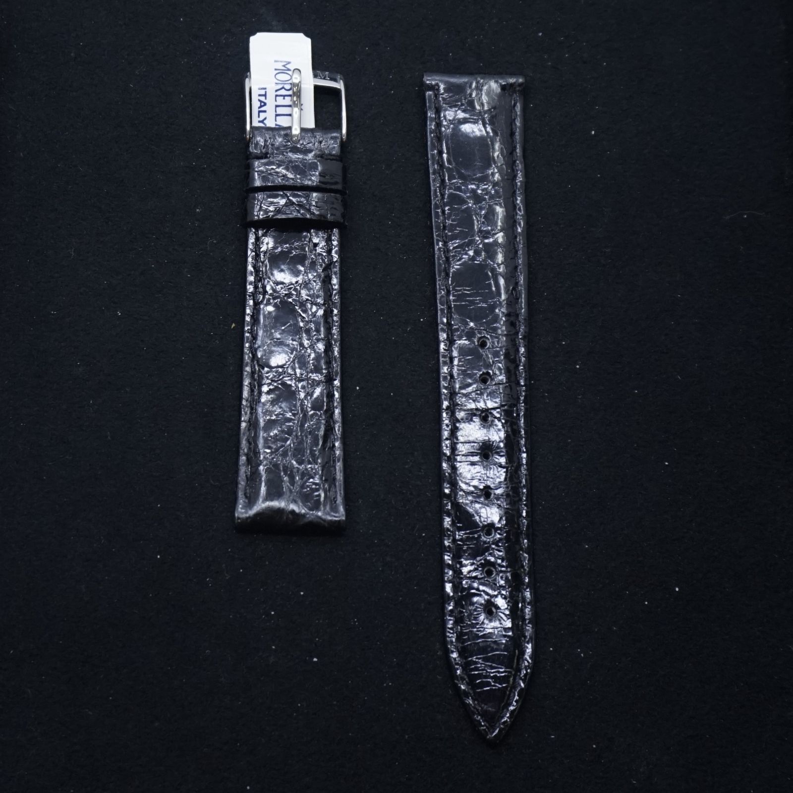 デッドストック品 モレラート MORELLATO AMADEUS カイマン レザー ブラック 18mm 時計バンド 時計ベルト バンド交換 人気 おしゃれ 25-M-497