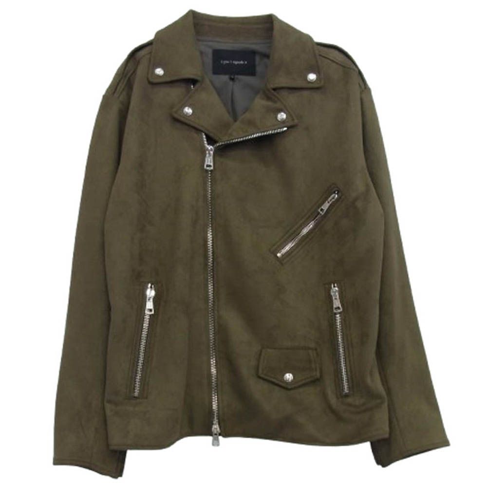 1piu1uguale3 ウノピュウノウグァーレトレ MRB664 POE465 フェイクレザー ダブル ライダースジャケット カーキ系 5