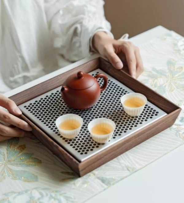 茶盤 茶台 竹製プレート 貯水式 ティートレー 茶道具 樹脂皿 茶台 収納 茶器