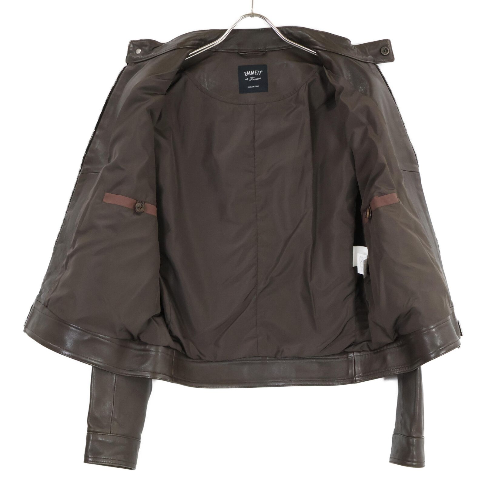 美品✨EMMETI JURI シングルライダースジャケット ブラウン 48 L エンメティ / EMMETI / ユリ / JURI / シングル ライダース