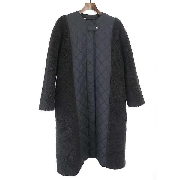 mullerofyoshiokuboミュラーオブヨシオクボQuiltingboacoatボアキルティングドッキングコートブラック36レディース