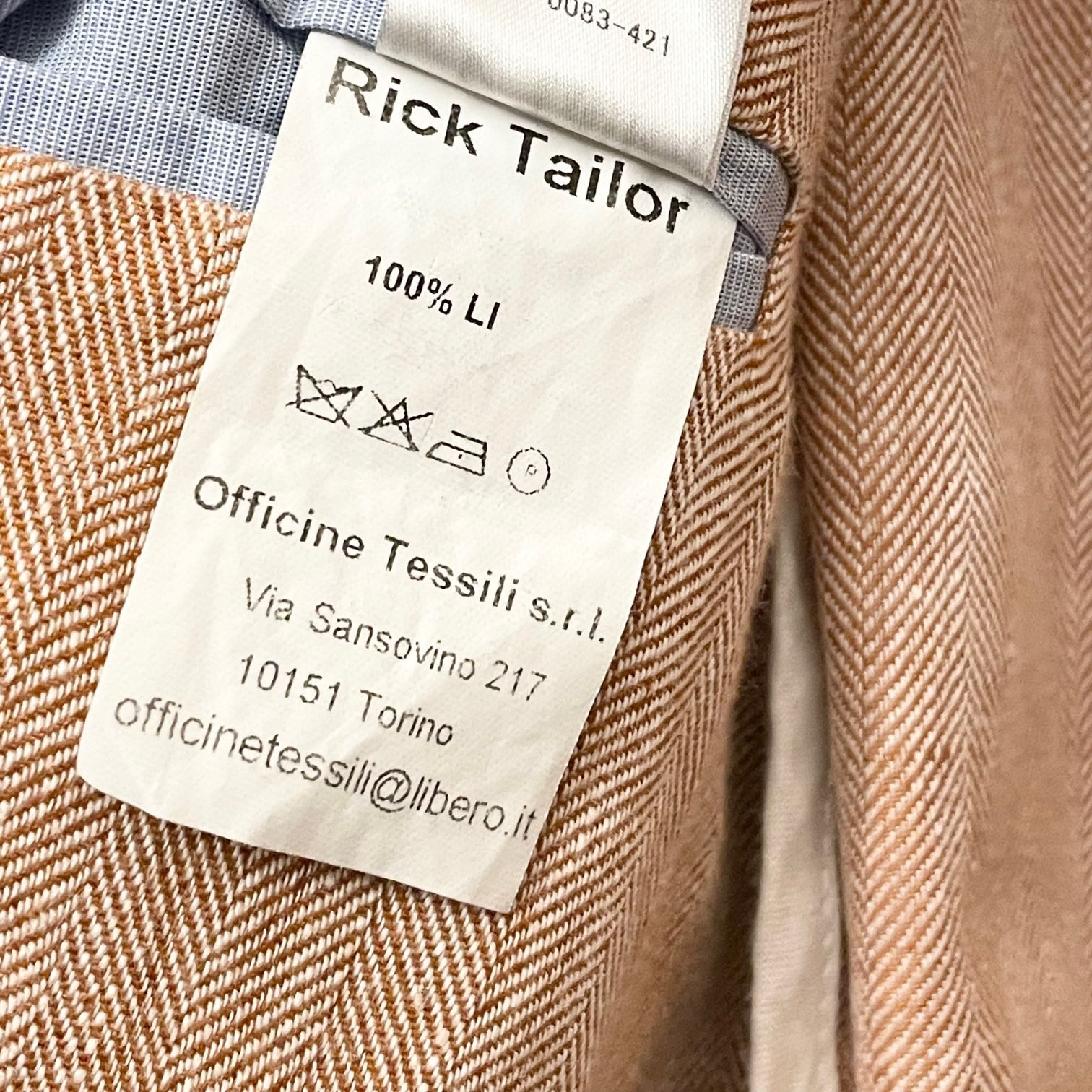 ★BEAMS別注★ Mr. Rick Tailor テーラードジャケット 麻混合 BEAMS 取り扱い】 MADE IN ITALY製 Mr.Rick Tailor リネンテーラード
