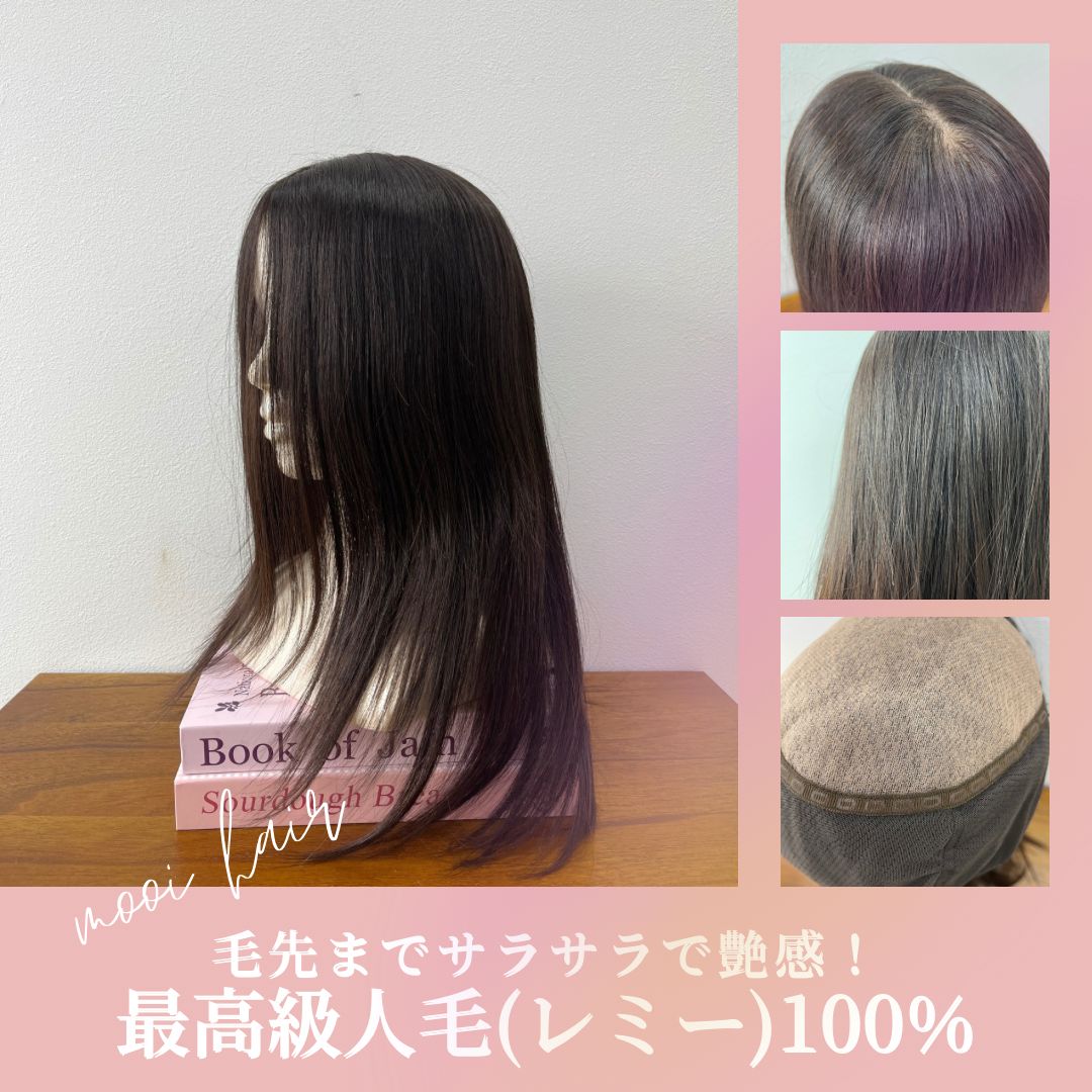 最高級レミー人毛100% フルウィッグ ストレート セミロング ウィッグ