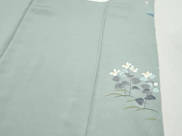 平和屋着物○訪問着 友禅 作家物 鴛鴦草花文 暈し染め 正絹 逸品