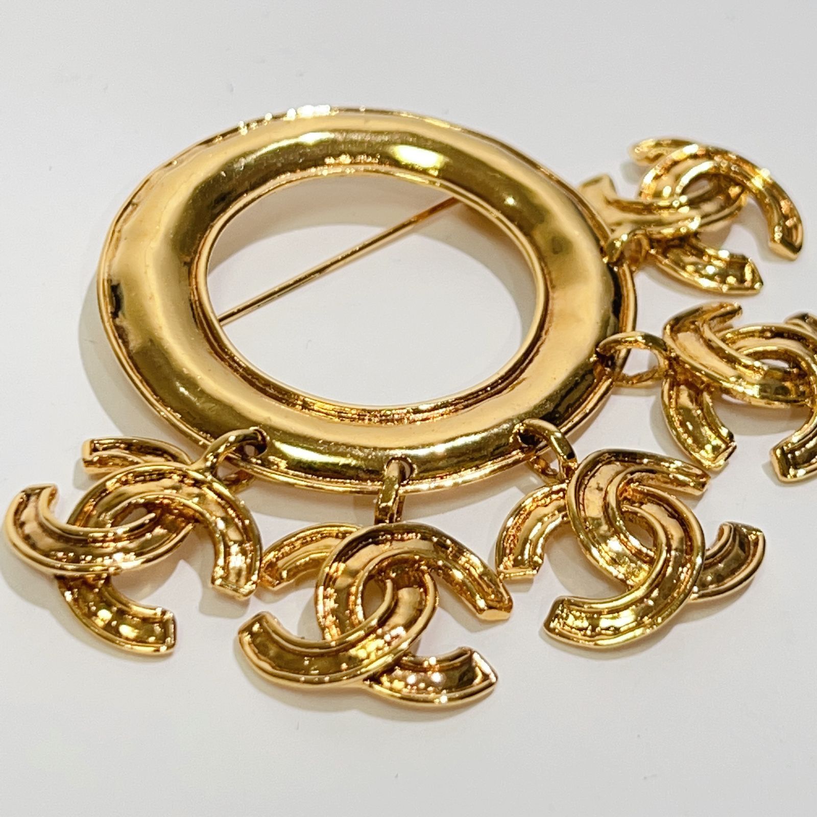 CHANEL シャネル 5連 ココマーク フープ ブローチ ゴールド ヴィンテージ GP aua121390r50202