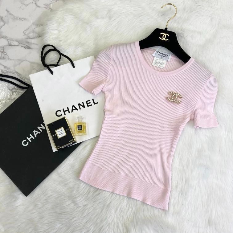 ヴィンテージ CHANEL シャネル リブニット ココマーク刺繍