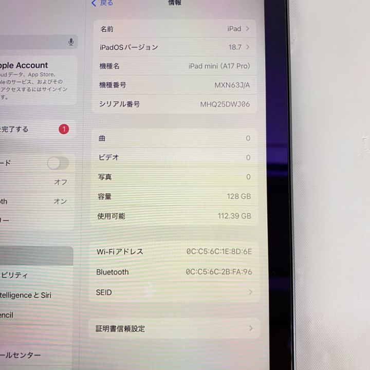 東店70-2208-2509 店舗併売 Apple アップル iPad mini 第7世代 2025 Wi-Fi 128GB グレイ バッテリー最大容量 100％ CHRISTIANNAURATH_COM_BR