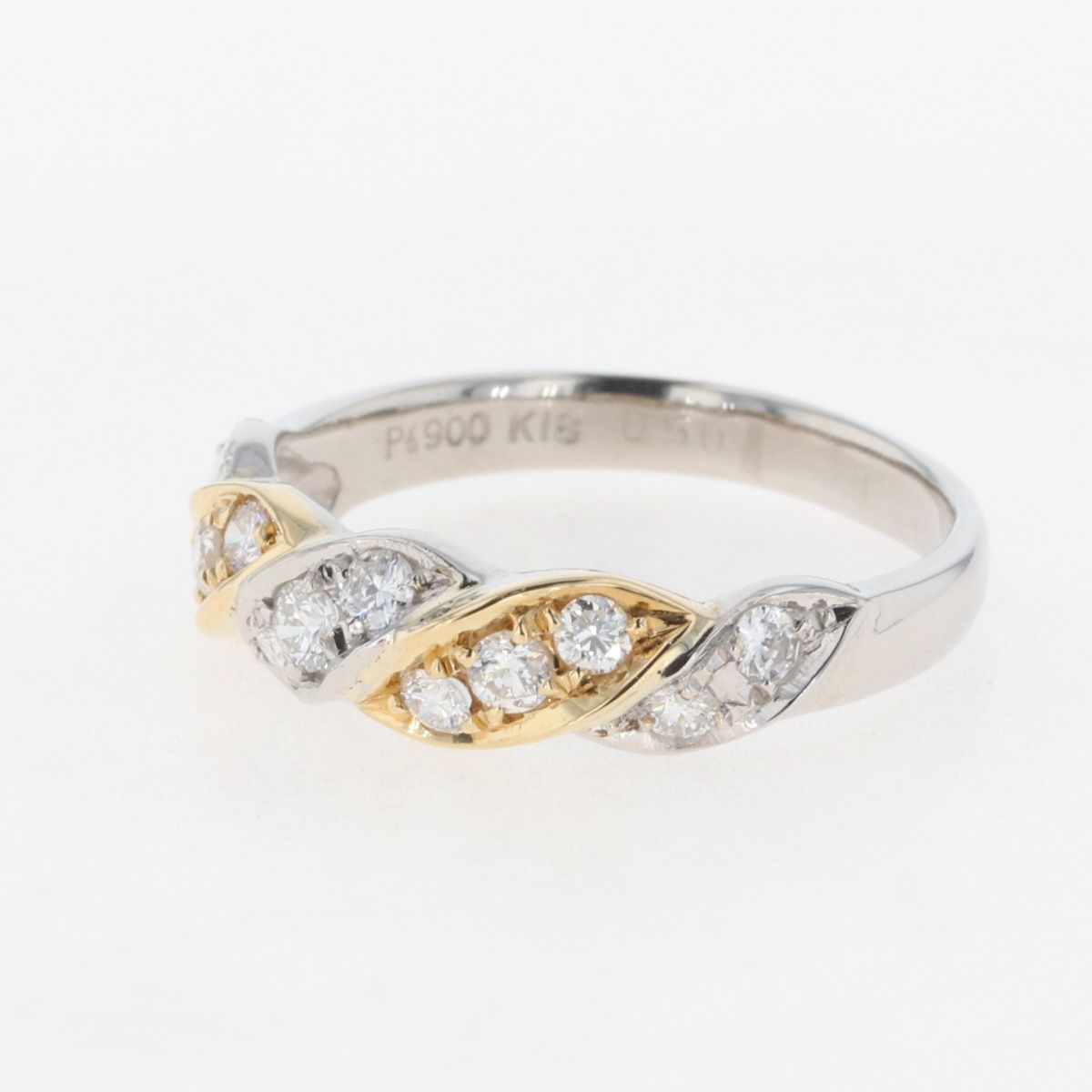 メレダイヤ デザインリング プラチナ K18 イエローゴールド 指輪