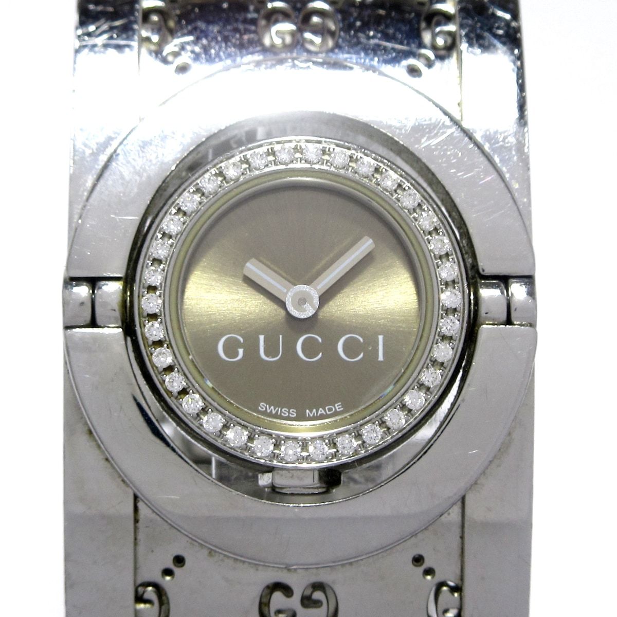 GUCCI グッチ 腕時計 トワールウォッチ 112 レディース マイクロGG|回転文字盤|ダイヤベゼル ブロンズ