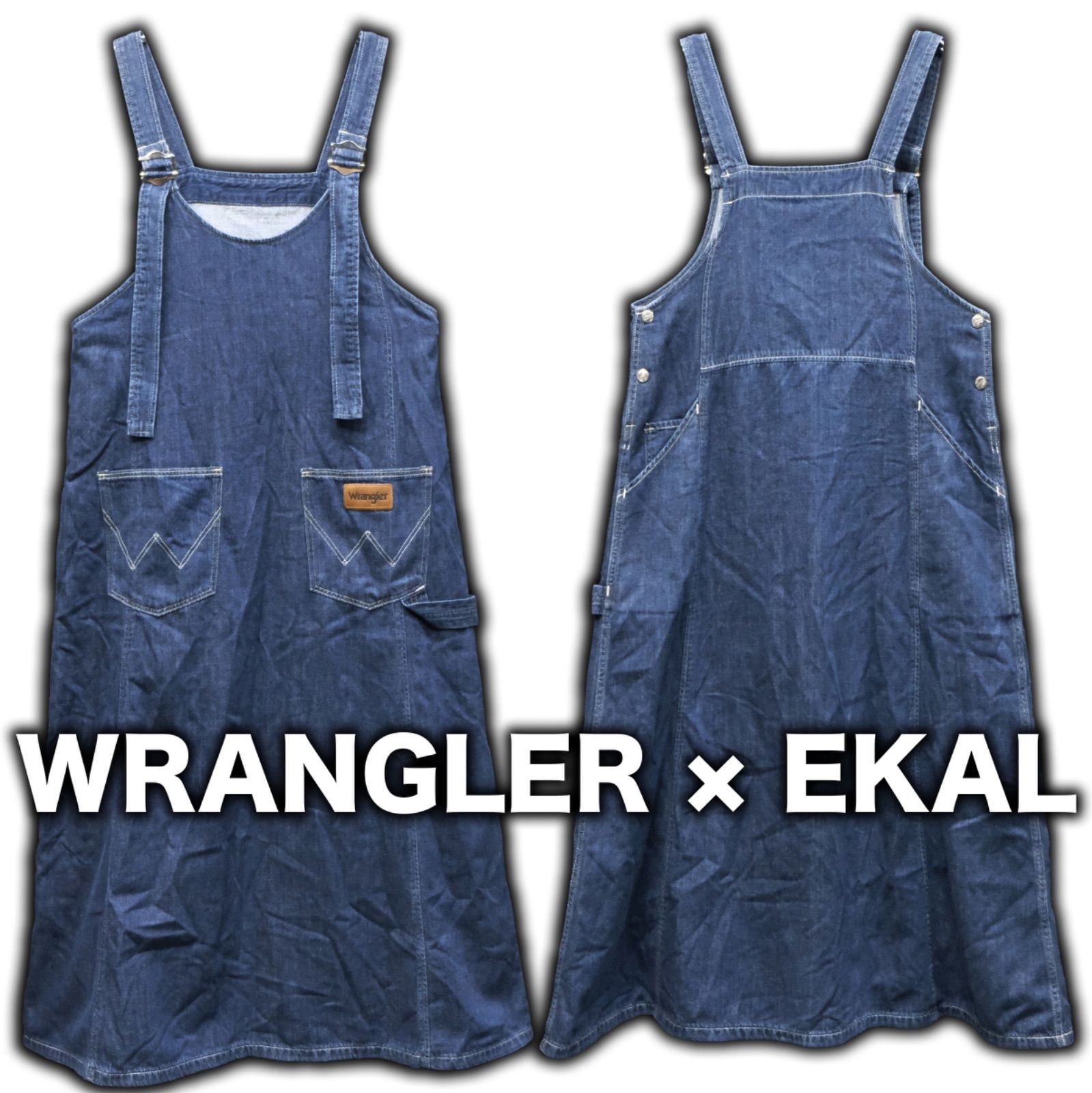 Wrangler EKAL デニム　オーバーオール　スカート　エカル Wrangler × EKAL ライトオンスデニム ロングジャンパースカート