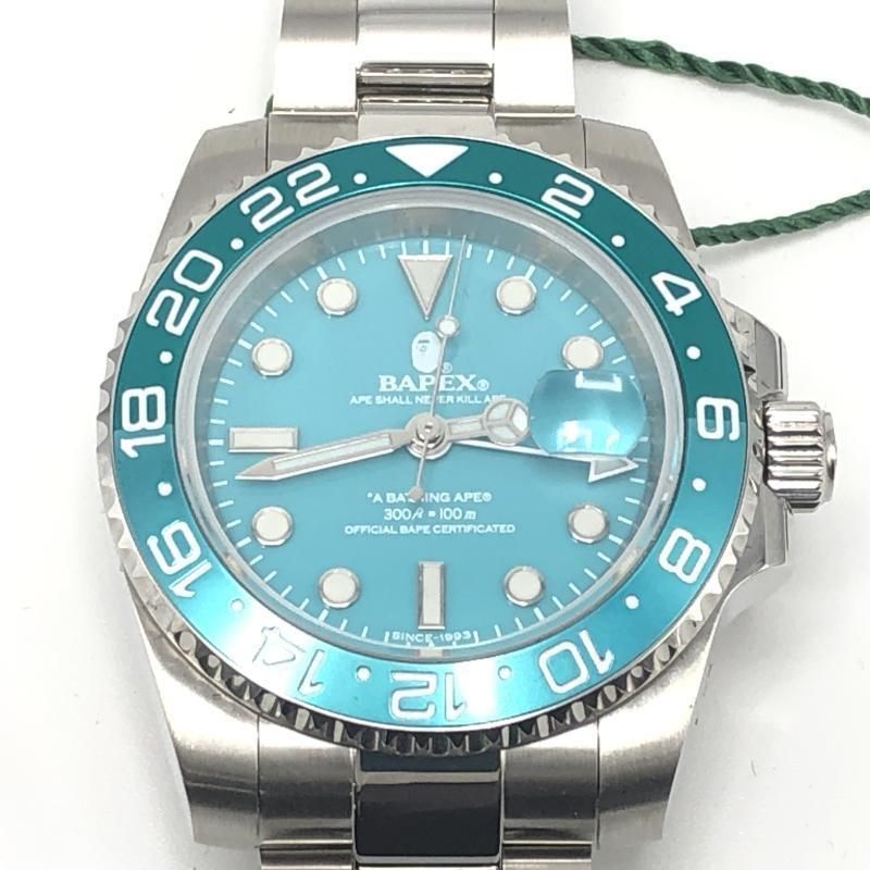 中古】A BATHING APE TYPE 2 BAPEX 腕時計 ブルー シルバー ア
