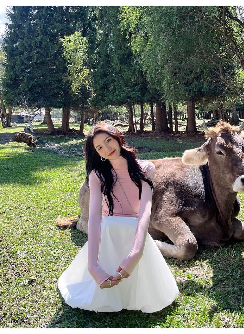 春の上品 ロング花柄レーススカート