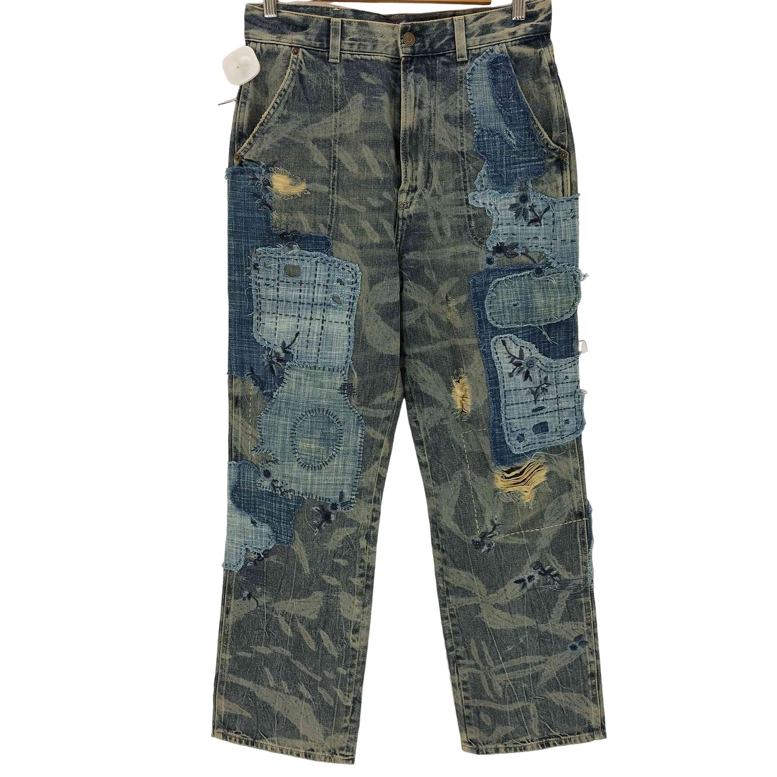 ラルフローレンパープルレーベル RALPH LAUREN PURPLE LABEL イタリア製 パッチワークデニムパンツ メンズ UK：28-29 