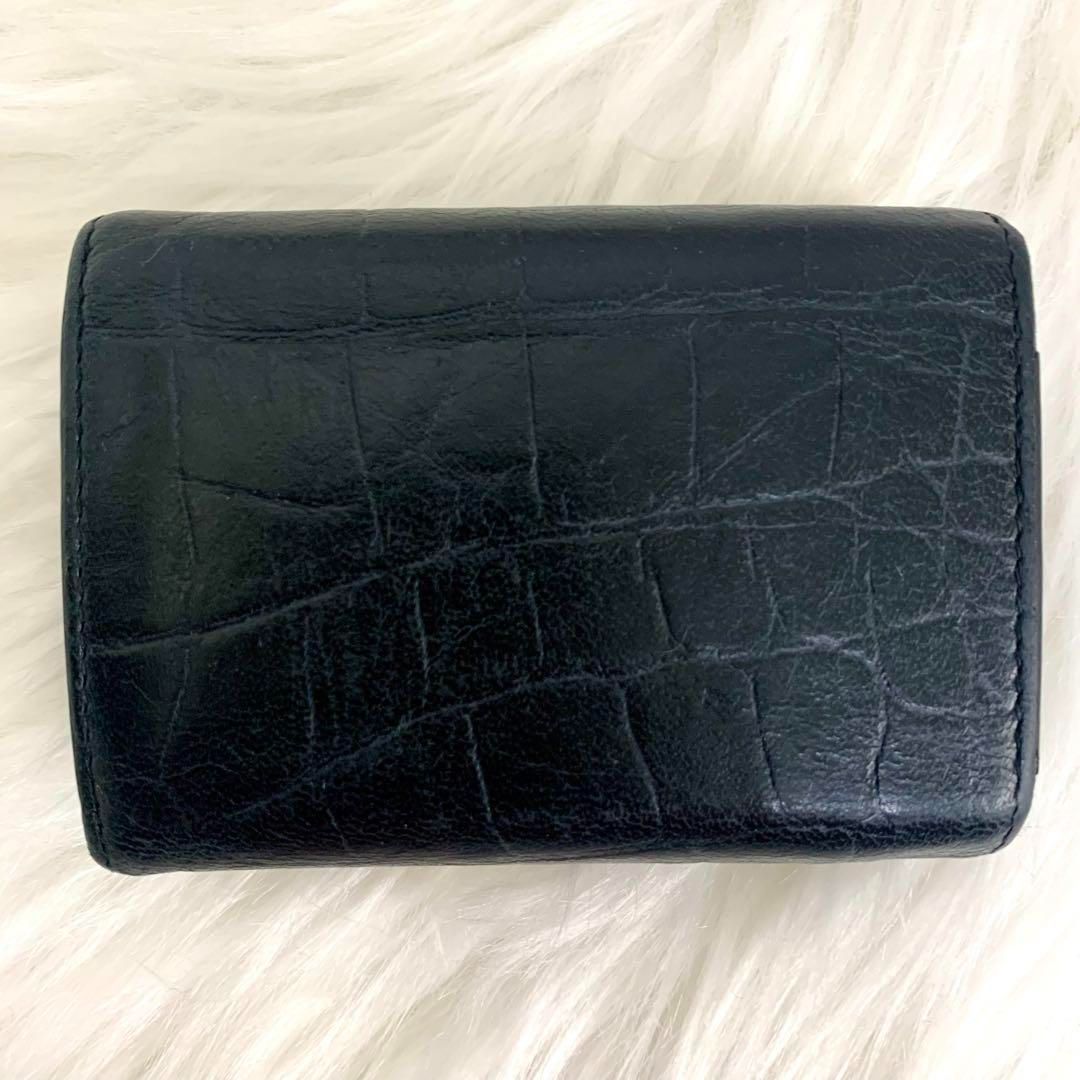 サンローランパリ 三つ折りレザータイニーウォレット 型押し財布 黒 459996 サンローランパリ 三つ折りレザータイニーウォレット 型押し財布