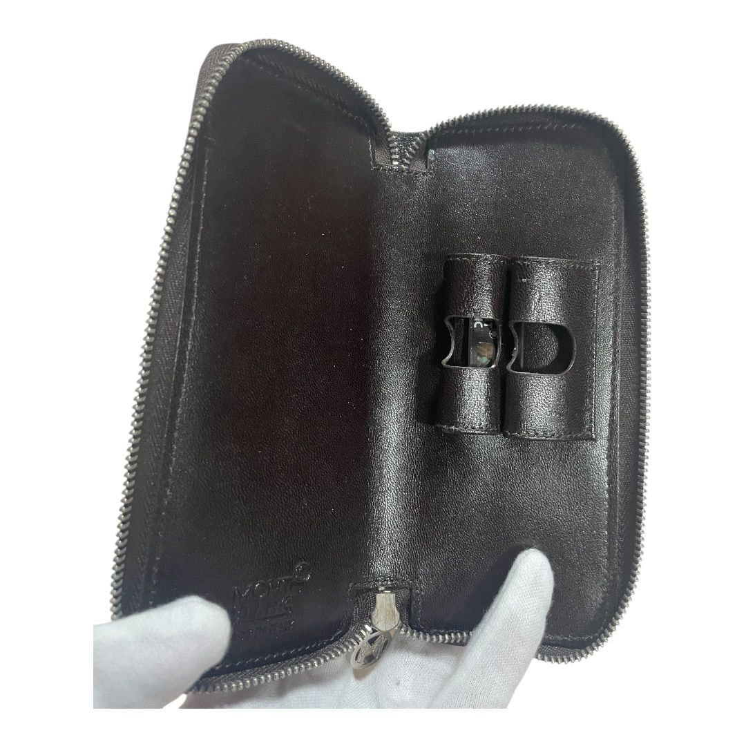 希少】モンブラン カーフレザー クロコ型押しペンケース