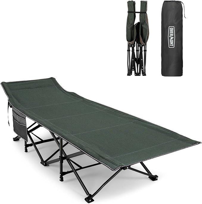 Overmont 簡易ベッド 折りたたみベッド コット アウトドアベッド 耐荷重250kg キャンプベッド 簡単設営 収納便利 通気性 軽量 コンパクト オフィス用 室内室外 収納袋付き