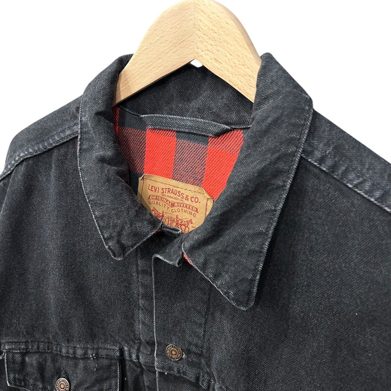 90s LEVI'S ブラックデニムジャケット 裏ネル 70417 90s LEVI'S ブラックデニムジャケット 裏ネル 70417