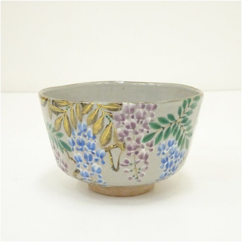 杣山焼 南口閑粋造 乾山藤茶碗（共箱）茶道 抹茶 おしゃれ 抹茶茶碗