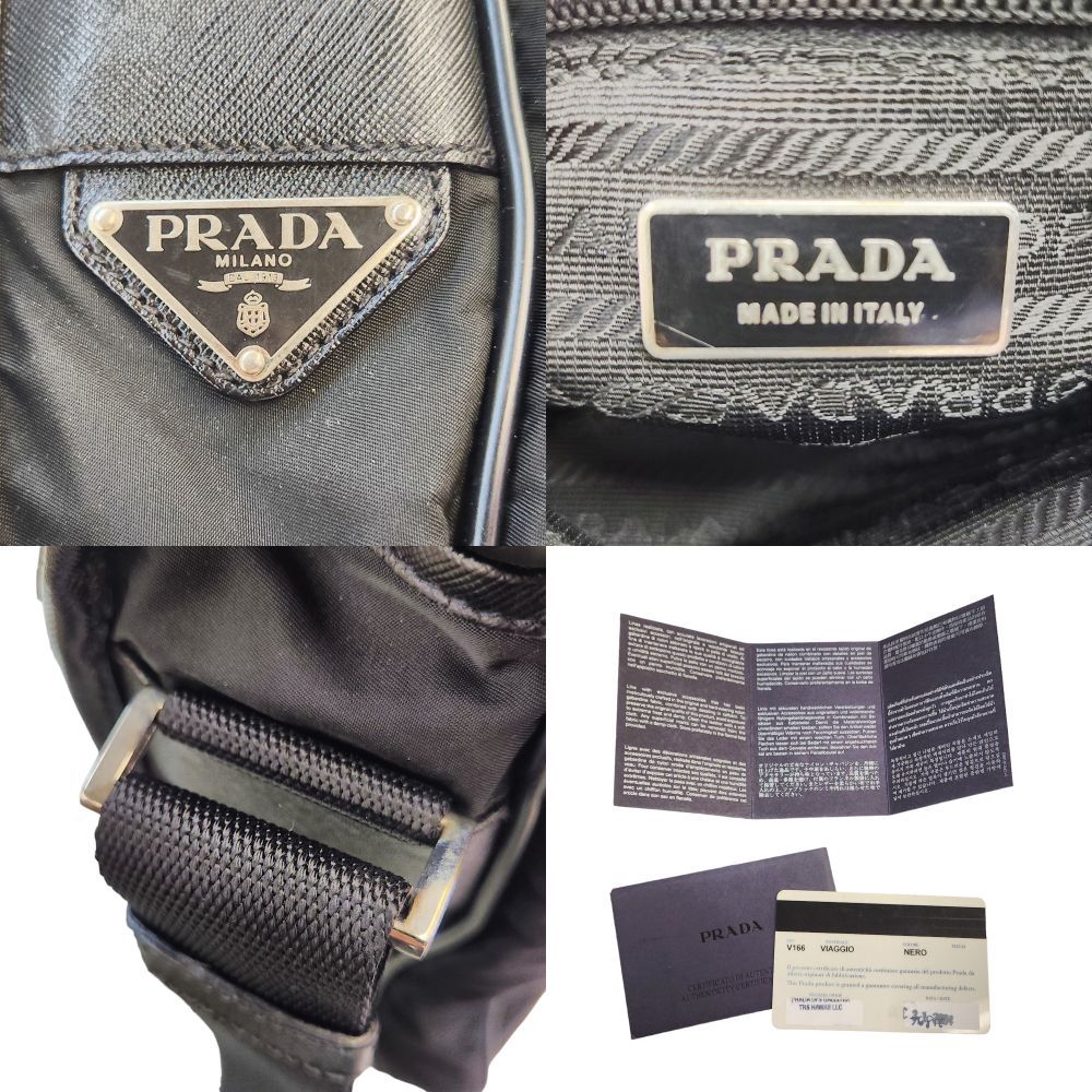 PRADA プラダ VIAGGIO テスート クロスボディ ショルダーバッグ V166 ユニセックス ブラック 斜め掛け ナイロン メッセンジャー  中古 1