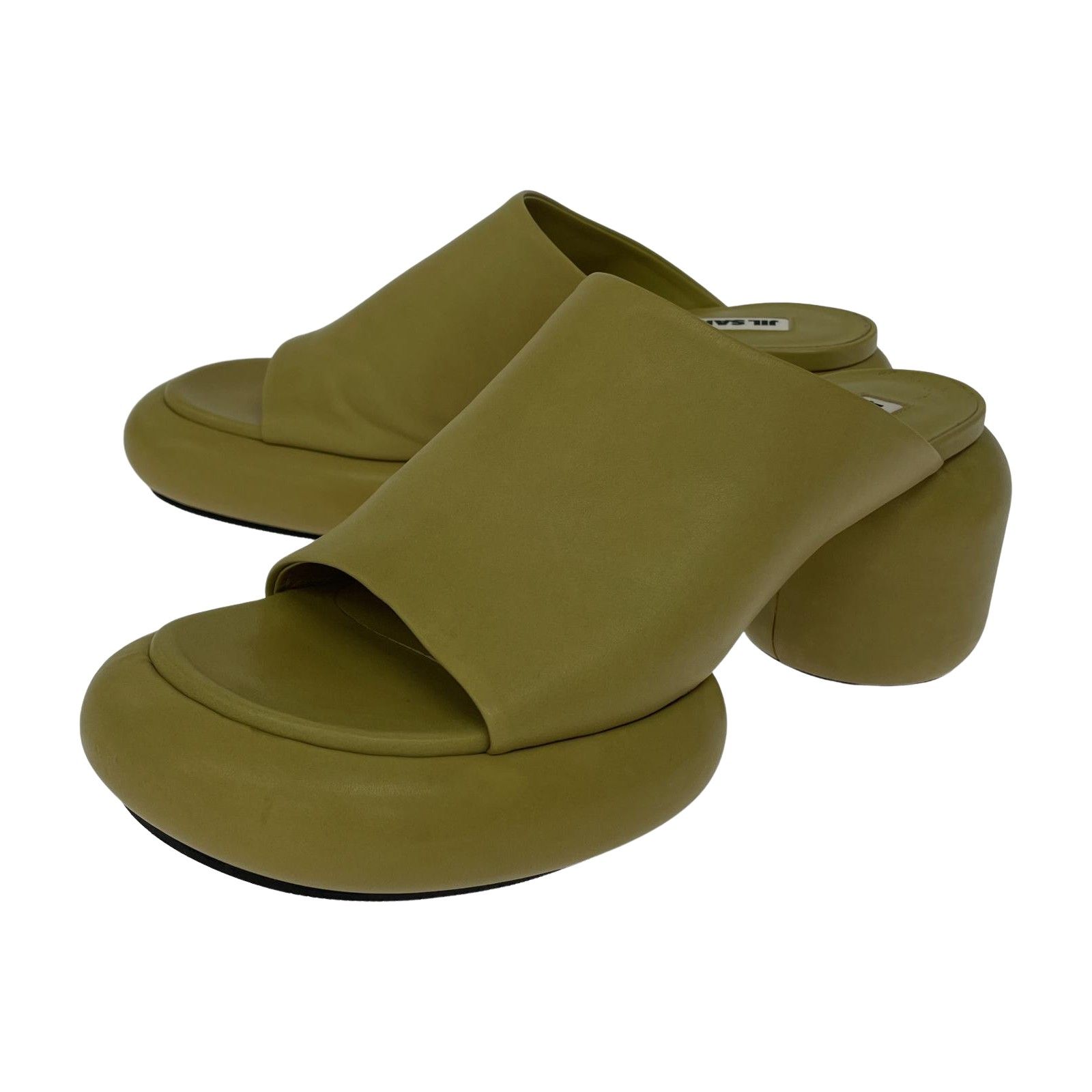 JIL SANDER 22SS ブロックヒール レザー サンダル ネオンイエロー