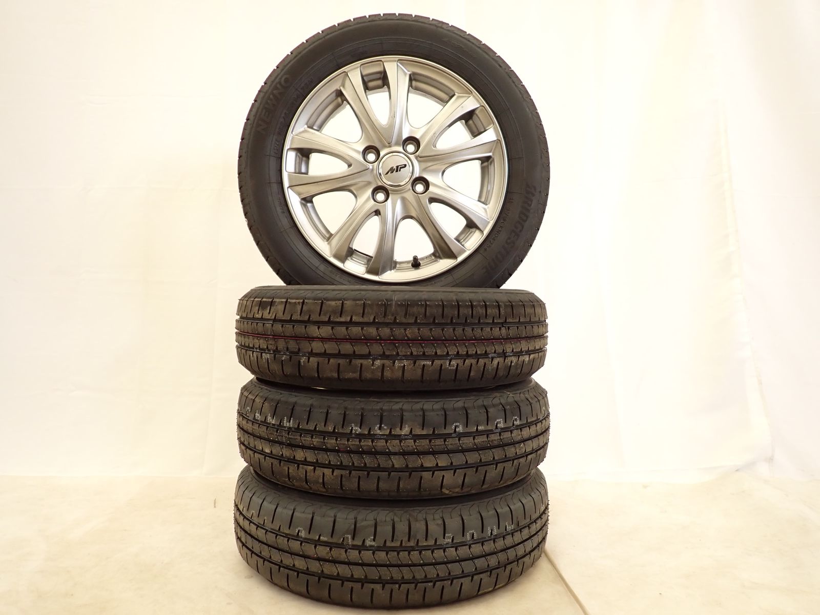 夏4本価格 製 会社宛 155|65R14×4.5J 75H ブリヂストン ECOPIA NEWNO アルミ N-BOX サクラ デリカミニ NO D5890