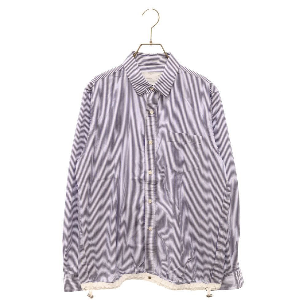 最終値下げ　sacai ストライプ　ドローコードシャツ　ネイビー sacai(サカイ) DRAWSTRING STRIPE SHIRT ドローストリング