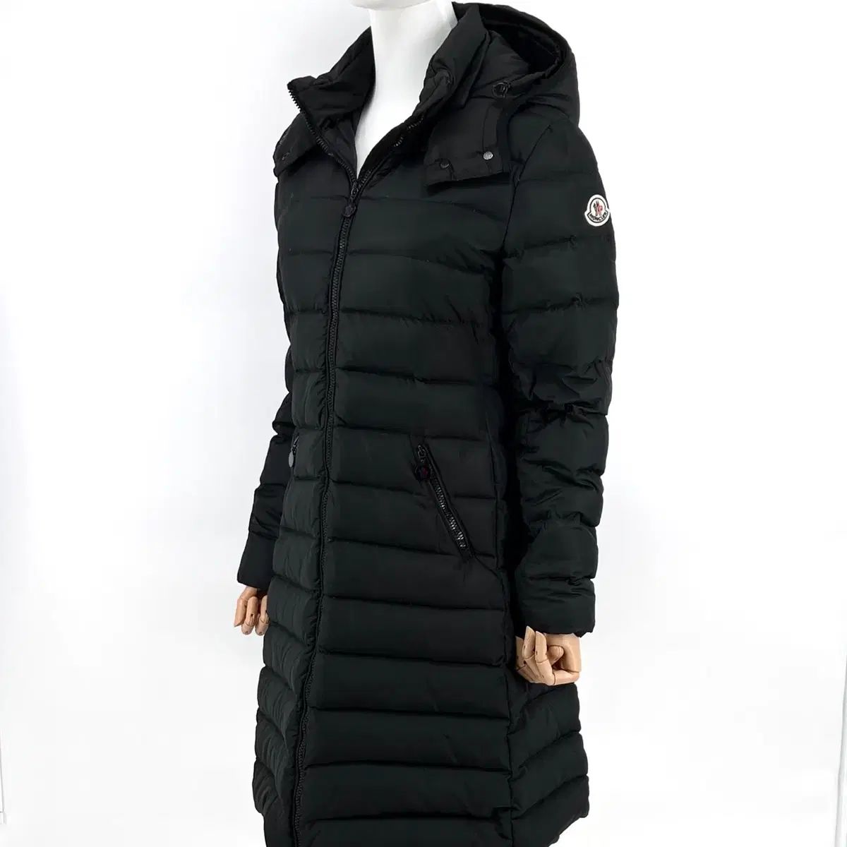 0サイズ モンクレール モカシンシューズ レディース ダウンジャケット ロング丈 ブラック